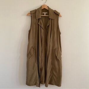 Zara Trench Long Vest/Sleeveless Coat in Brown/Taupe